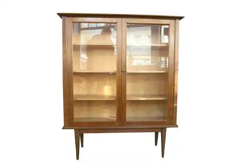 Mid century vitrine highboard nussbaum ahorn glastüren 3 böden 50er 60er jahre