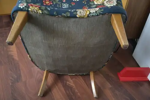 Mid century clubsessel sessel easychair restauriert armlehnen blau 50er  jahre