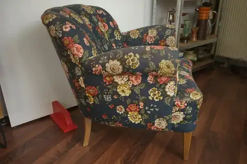 Mid century clubsessel sessel easychair restauriert armlehnen blau 50er  jahre