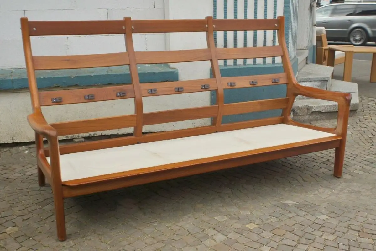 Mid Century Teak Sofa 3sitzer Gustav Thams für Vejen Polstermøbel Denmark 60er 5