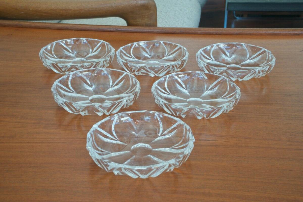 6 alte Kristall Dessertteller Schälchen Ø ca 15,5 cm