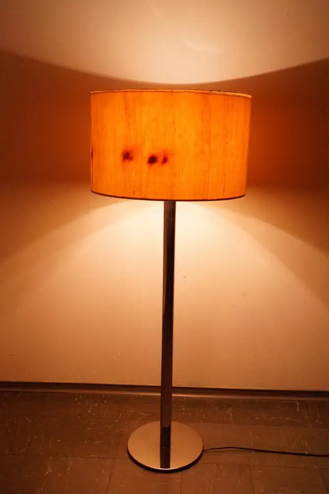 Mid Century Chrom Stehlampe von STAFF Leuchten orig. Schirm Ø 60 cm 60er Jahre 6