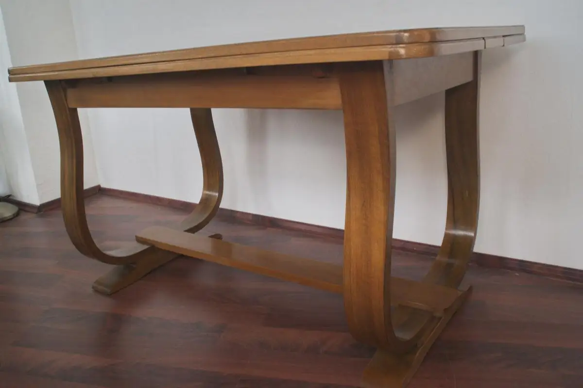 ART DECO Nussbaum Couchtisch Coffeetable ausziehbar lange Seite 20er 30er 40er Jahre 2