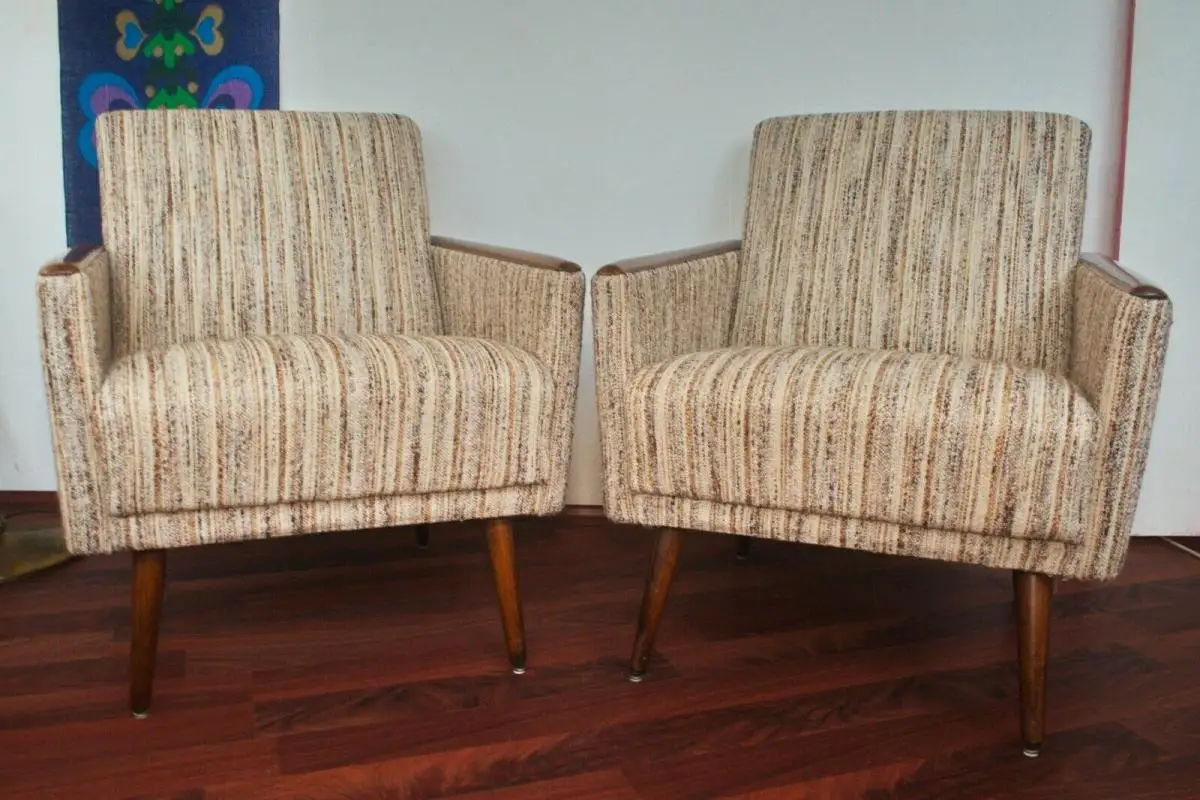 2 Mid-Century Clubsessel, Cocktailsessel, Sesselchen mit Armlehnen & Holz 50er 0