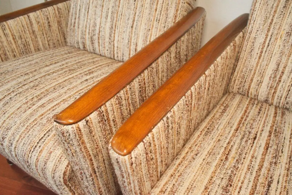 2 Mid-Century Clubsessel, Cocktailsessel, Sesselchen mit Armlehnen & Holz 50er 7