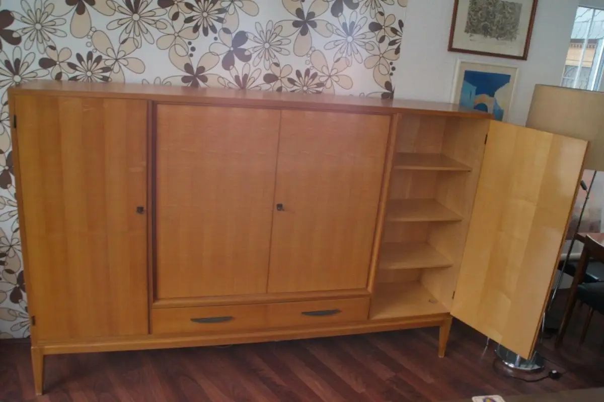Vintage Kirschbaum Schrank Highboard Stil von Walter Knoll Bar Fach 50er Jahre 3