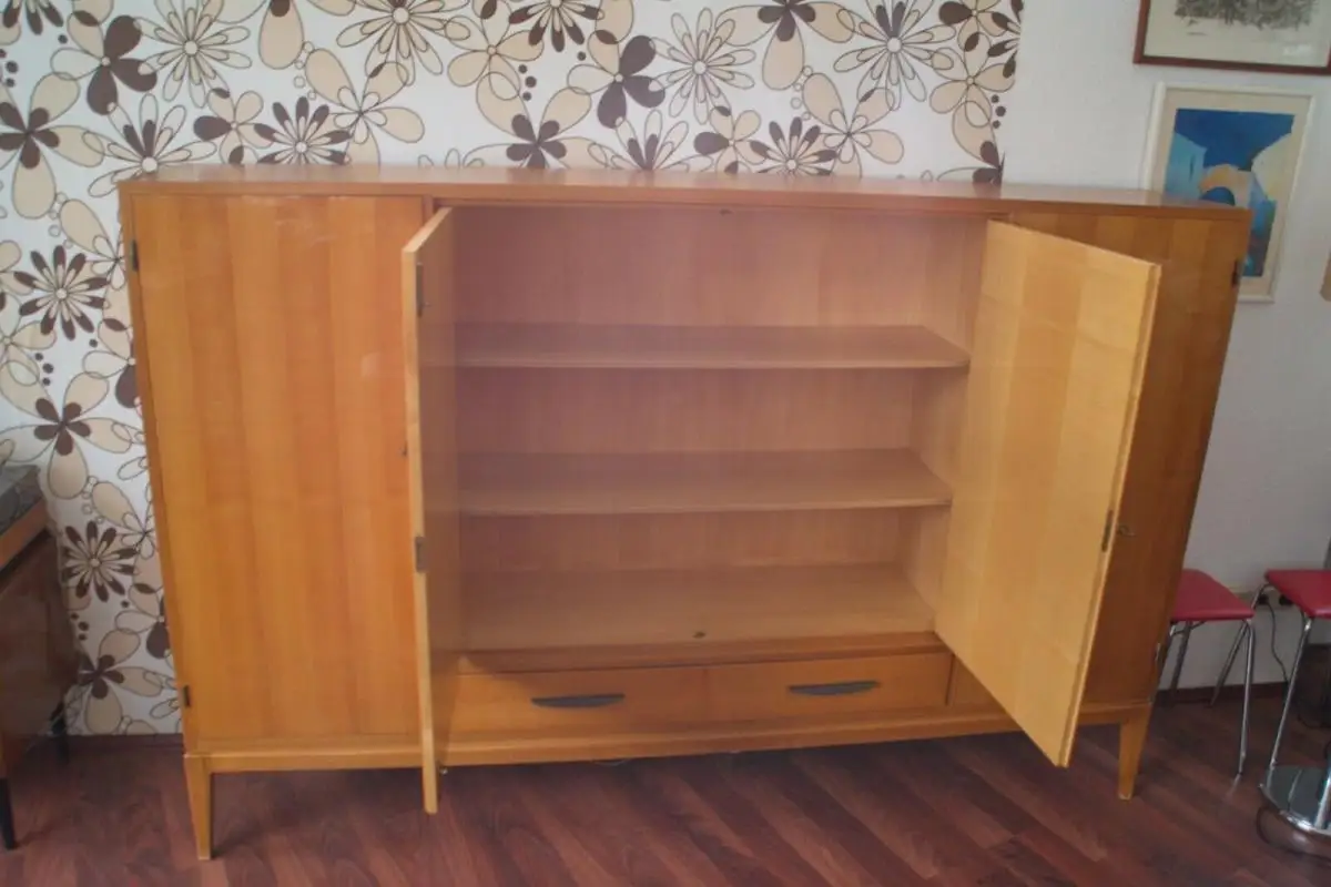 Vintage Kirschbaum Schrank Highboard Stil von Walter Knoll Bar Fach 50er Jahre 4