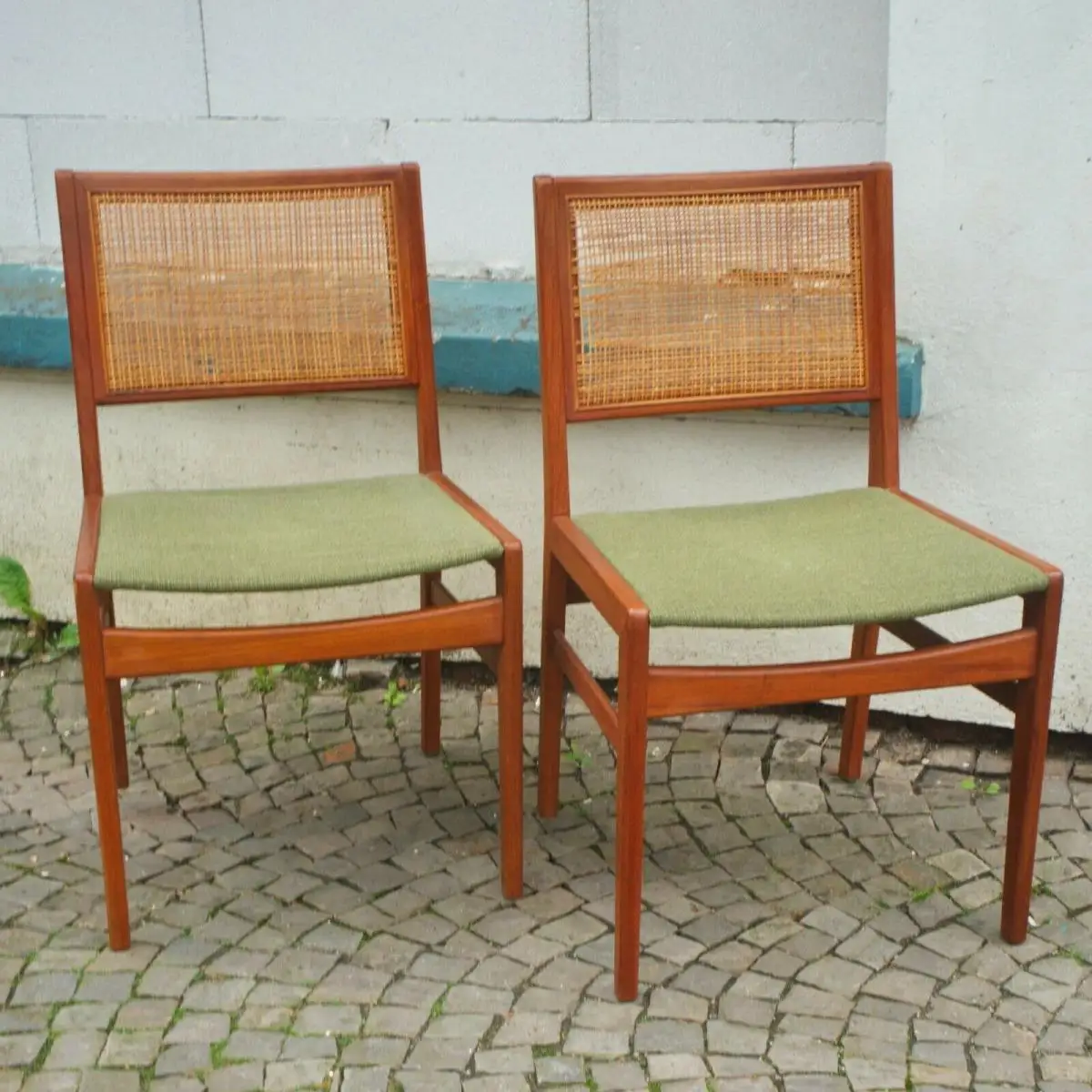 Teak Esszimmer Stuhl mit Geflecht aus Schweden Midcentury 60er Jahre | 2 Stück 0