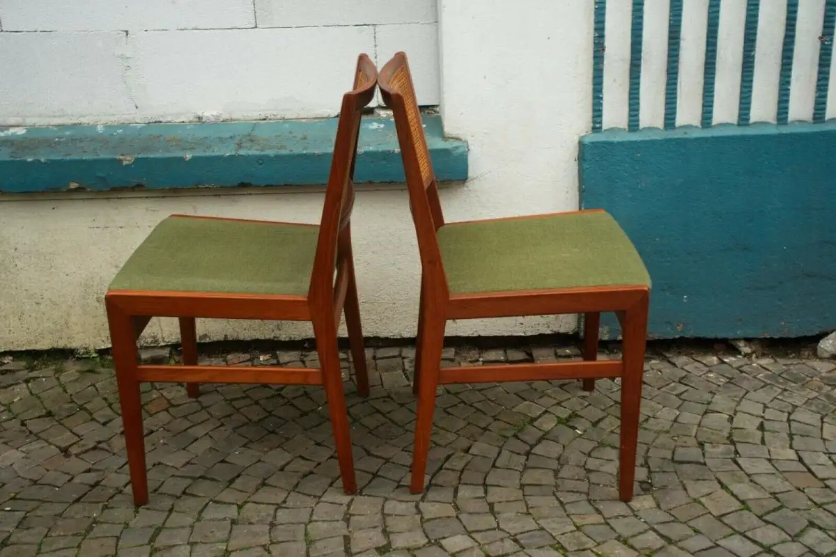 Teak Esszimmer Stuhl mit Geflecht aus Schweden Midcentury 60er Jahre | 2 Stück 1