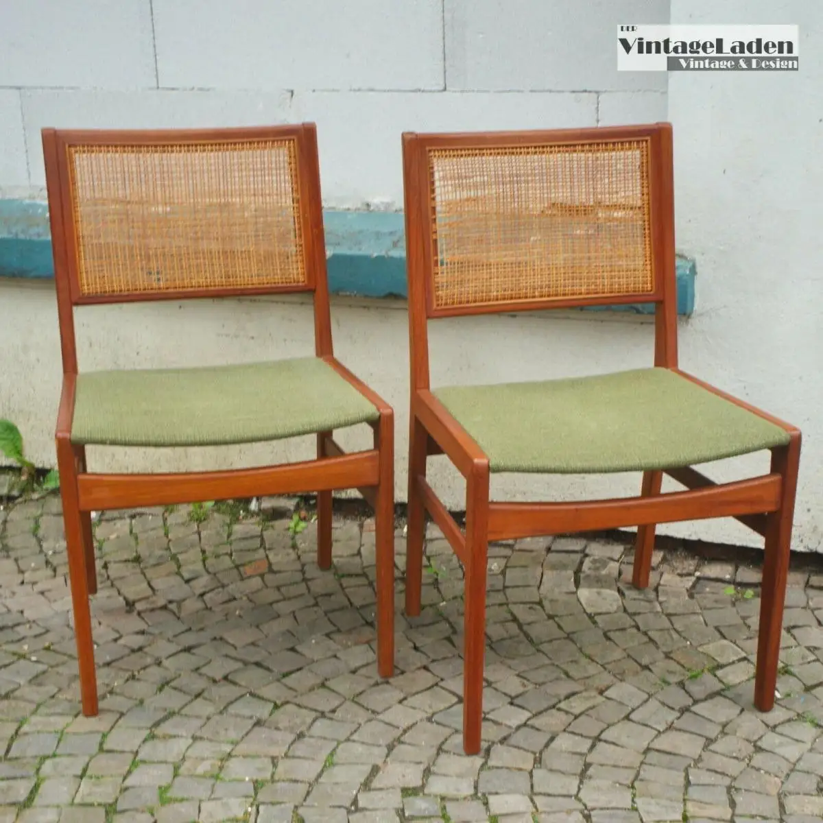 Teak Esszimmer Stuhl mit Geflecht aus Schweden Midcentury 60er Jahre | 2 Stück 0
