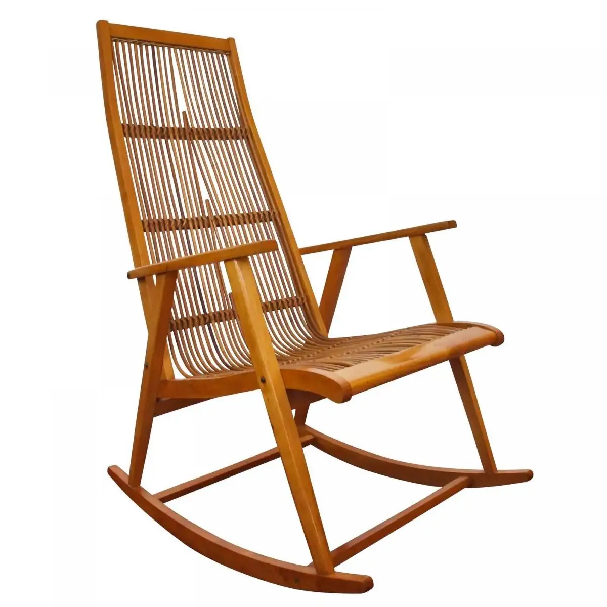 Mid Century Schaukelstuhl mit Peddigrohr von Deutsche Werkstätten Hellerau, Mode 0