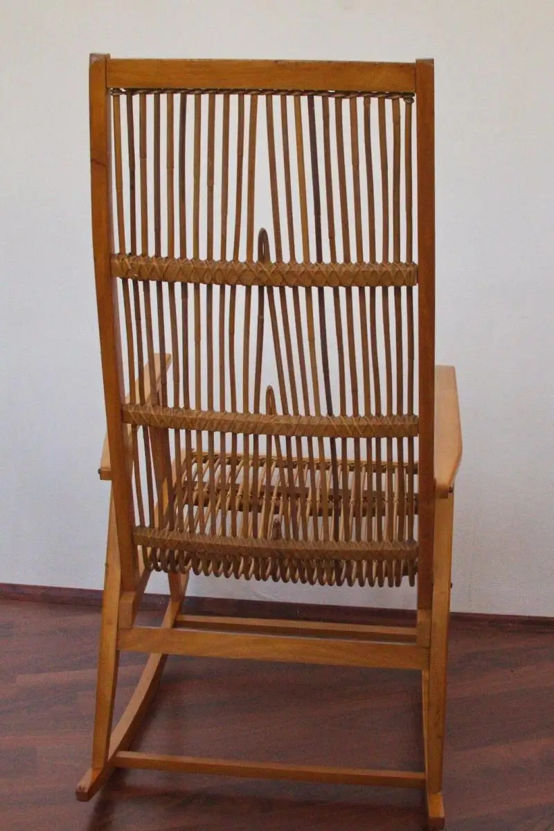 Mid Century Schaukelstuhl mit Peddigrohr von Deutsche Werkstätten Hellerau, Mode 3
