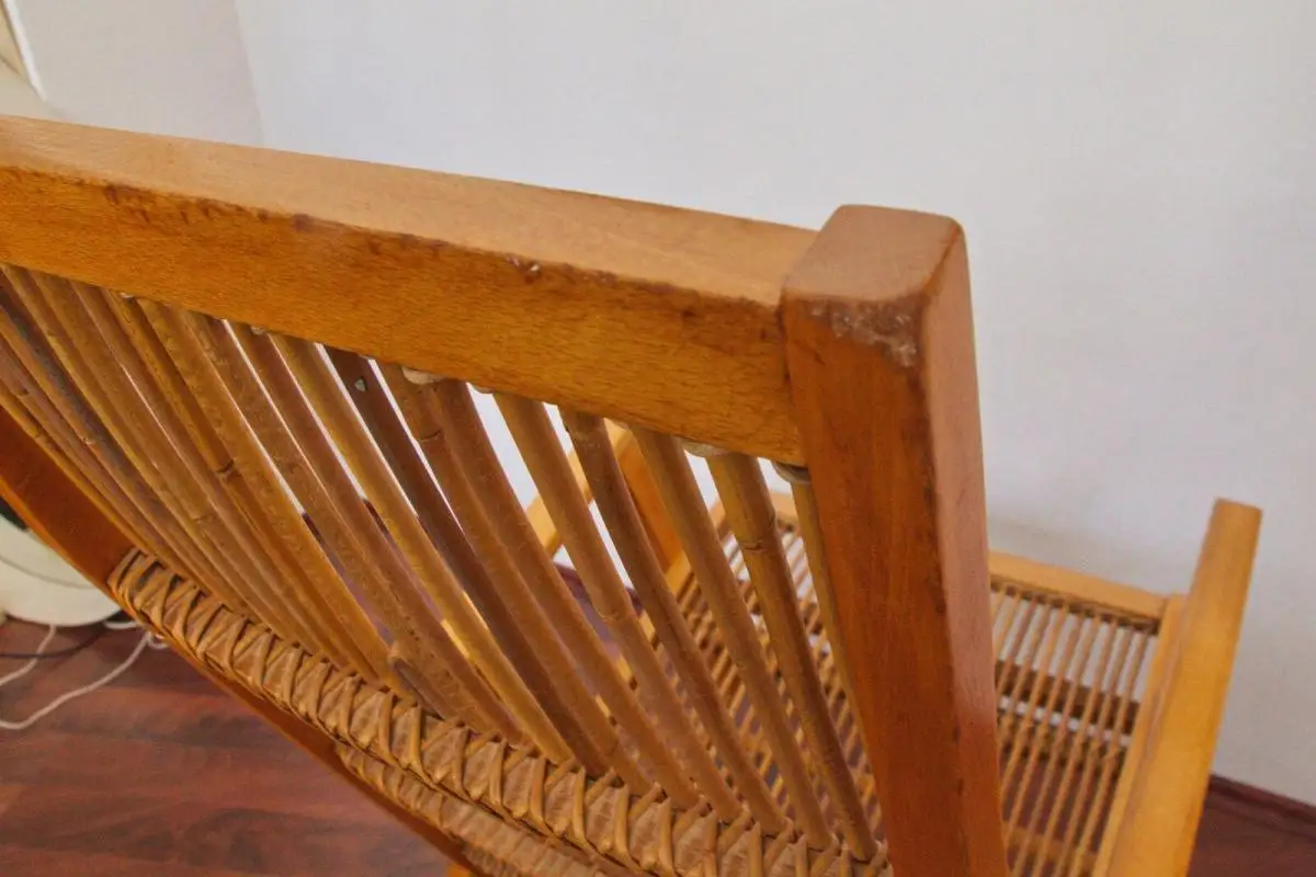 Mid Century Schaukelstuhl mit Peddigrohr von Deutsche Werkstätten Hellerau, Mode 7