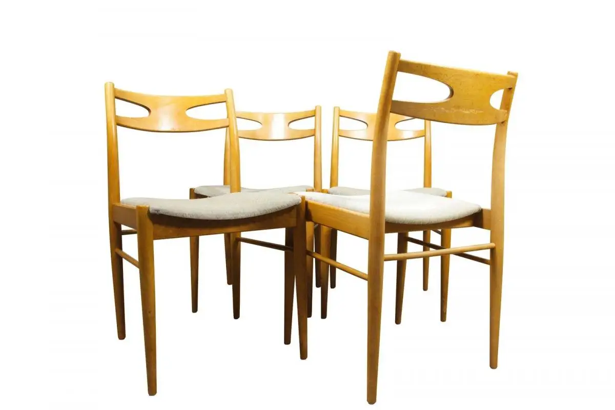 4 Eiche Natur Esszimmerstuhl Vintage Stuhl Skandinavien Danish Design 60er Jahre 0