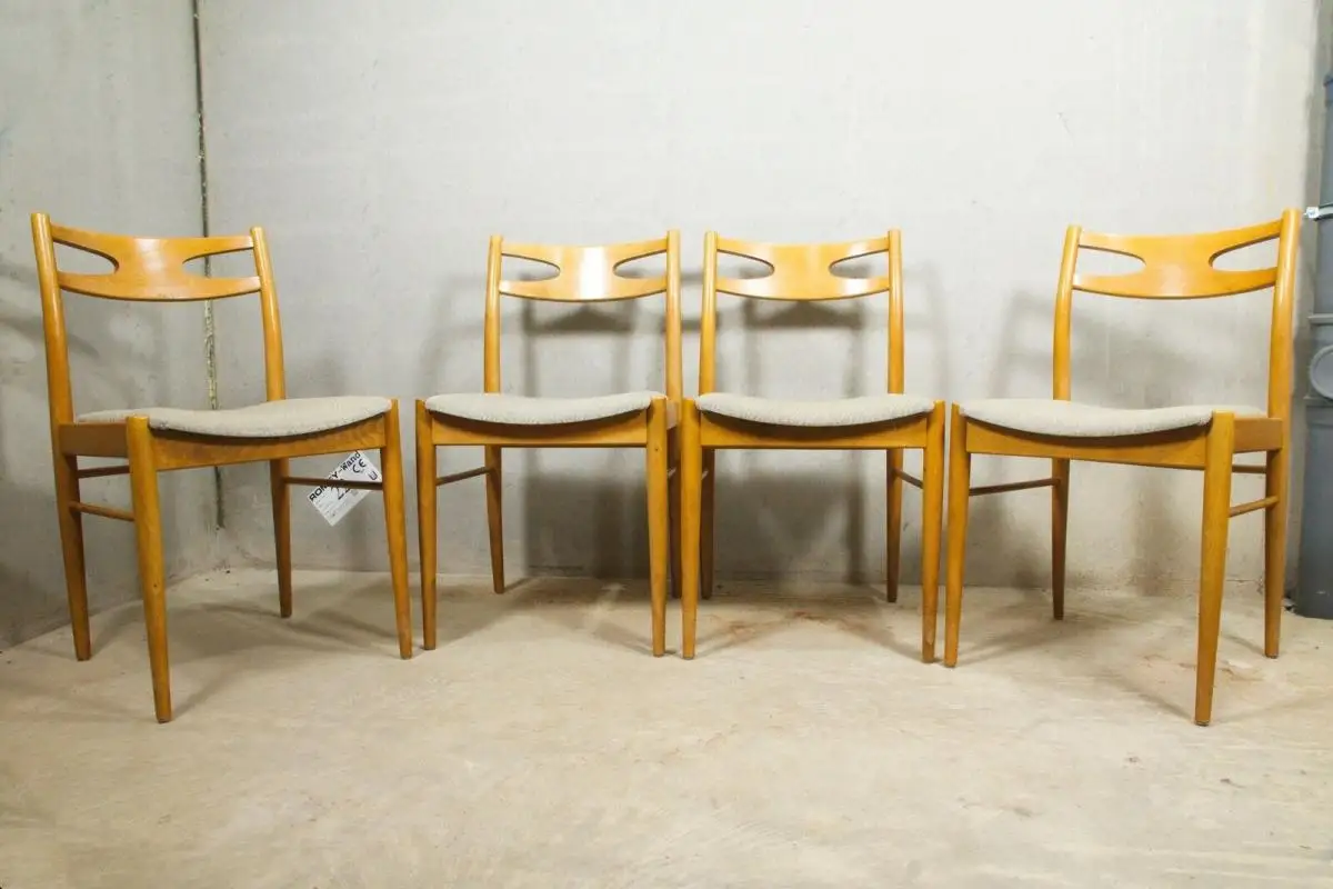 4 Eiche Natur Esszimmerstuhl Vintage Stuhl Skandinavien Danish Design 60er Jahre 1