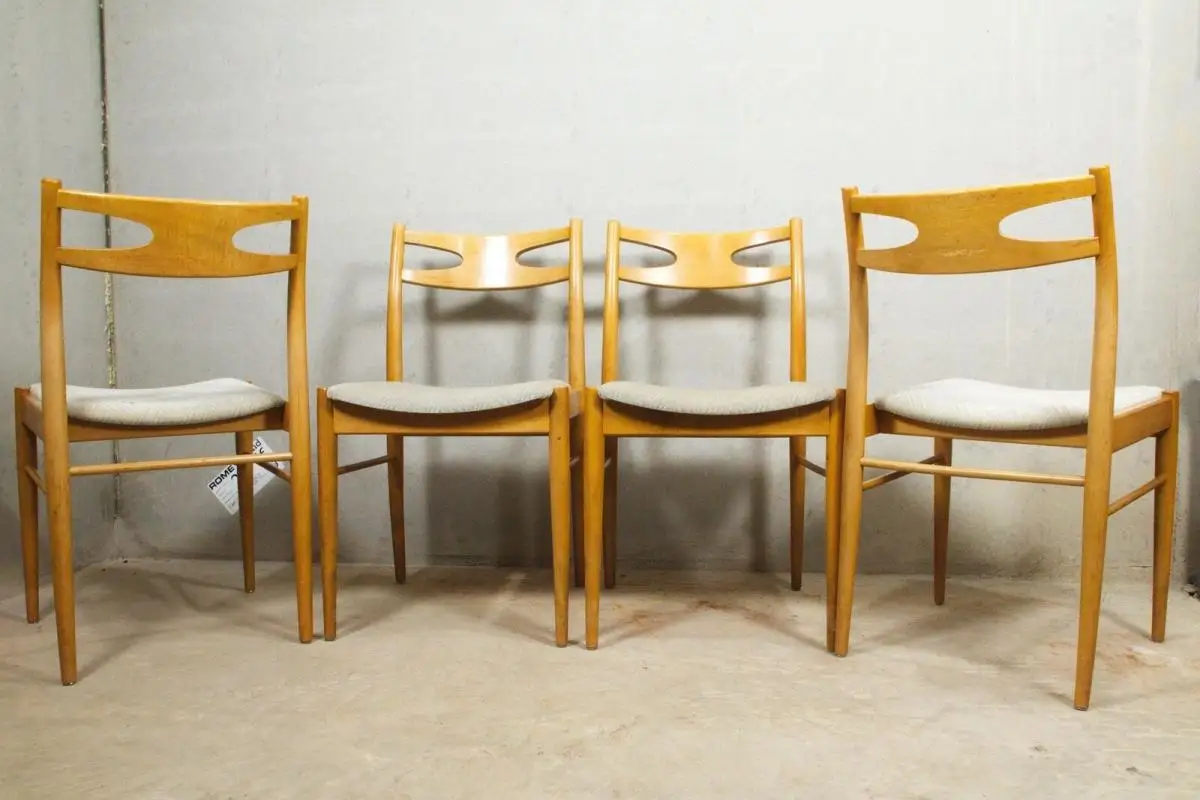 4 Eiche Natur Esszimmerstuhl Vintage Stuhl Skandinavien Danish Design 60er Jahre 2