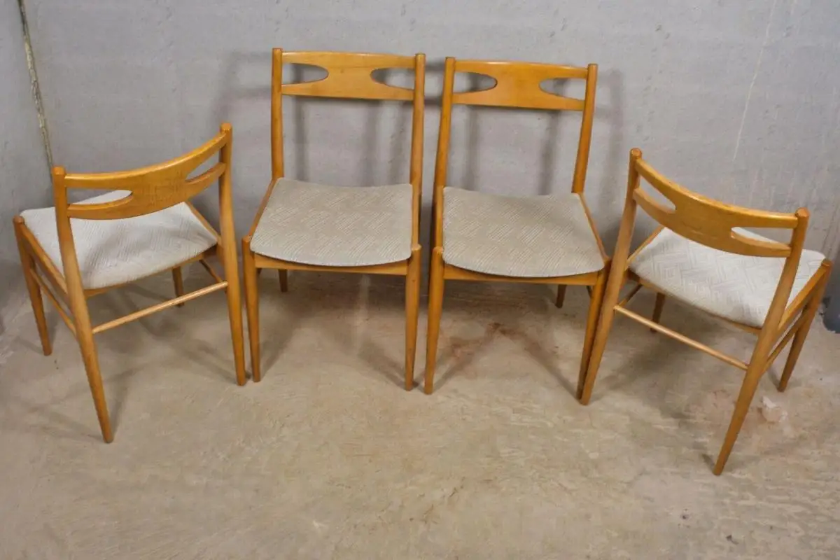 4 Eiche Natur Esszimmerstuhl Vintage Stuhl Skandinavien Danish Design 60er Jahre 3