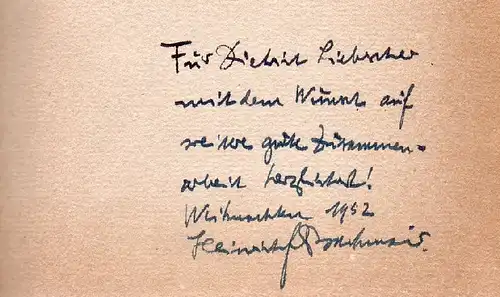 Bachmair, Heinrich F. S.: Eigenhändige Widmung, datiert und signiert. In: Hugo von Hofmannsthal: Gedichte.
