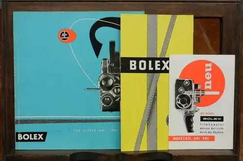 Paillard Bolex Gmbh: Bolex Preisliste 1957. Bebilderter Katalog. Beigegeben: Bolex Faltprospekt in Leporelloform für Die C8, B8, H16, H8, H16 Reflex sowie Zubehör und den...