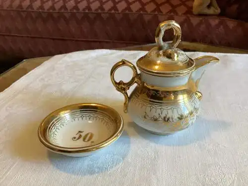 Carl Tielsch Altwasser Porzellan: Milchkännchen + Zuckerschale, 1890 - 1920