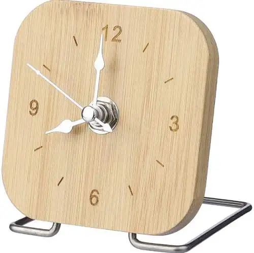 Retro Schreibtisch-Uhr aus Bambus braun Neu