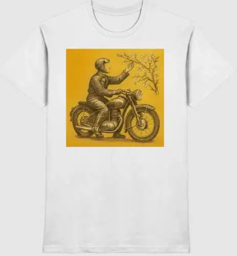 Motorradfahrer entdeckt den Frühling - Premium Retro Vintage Unisex Shirt XS-5XL Neu