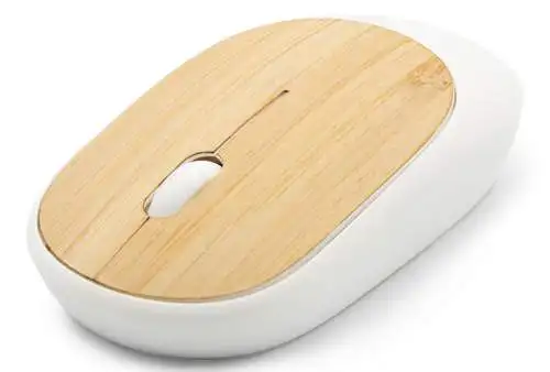 Wireless Computermaus aus Bambus weiß 40g Neu