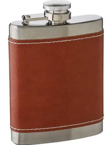 Flachmann 100ml btaun/silber 65g Edelstahl Getränke Zubehör Neu