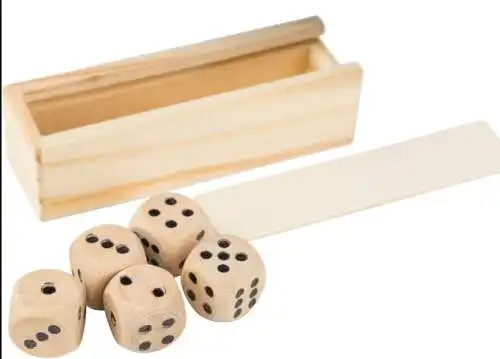 Würfelspiel-Set aus Buchenholz 27g braun Neu