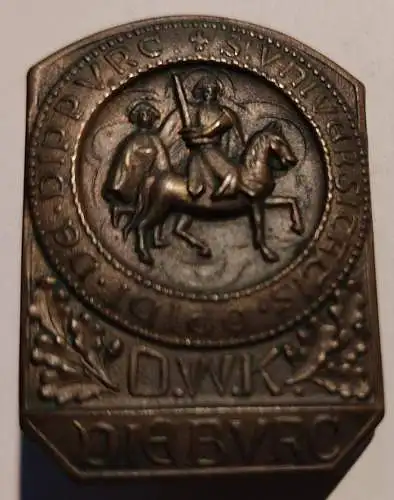 RARITÄT ? Abzeichen D.W.K. Dieburg (Ritter Pferd-Lateinschrift umrandet) um 1930