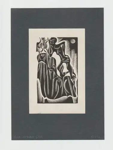 Aus Sammlung Joe Erich KUHN -   Litho -Anna GRMELOVA   CSSR,  **WOOD**, dat. 1966, rückseitig von der Künstler mit Maschinenschrift beschrieben
