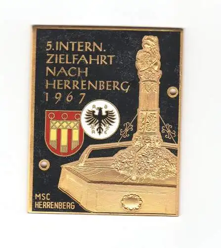 SELTENE ADAC AUTOPLAKETTE - 5. int. Zielfahrt nach Herrenberg 1967 - MSC Herrenberg, emailliert