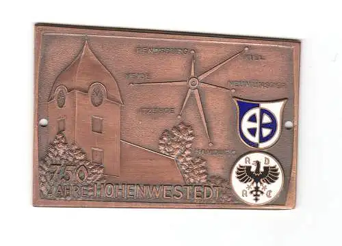 SELTENE ADAC AUTOPLAKETTE - 750 Jahre  HOHENWESTEDT - 60er Jahre, emailliert