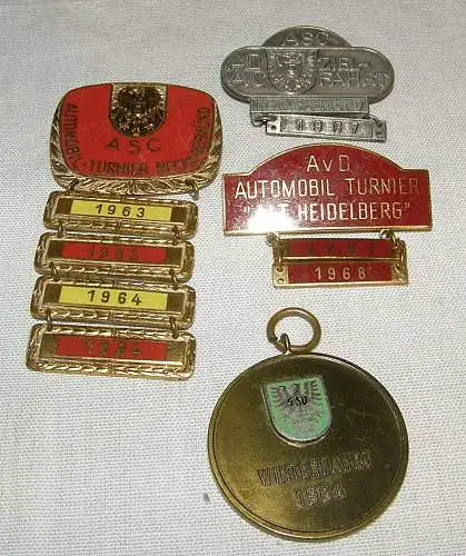 SELTENE ASC Automobilclub- Anstecker Heidelberg /Neckargemünd, Zielfahrt 1967/1968/1964, teils emailliert