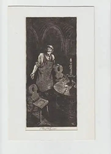 RICHARD ROTHER 1890-1980 *Im WEINKELLER*, alter Holzschnitt, Würzburg, München, Nürnberg, 16 x 25 cm