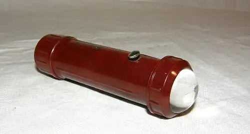 Antike TASCHENLAMPE aus BAKELIT, weinrot, batteriebetrieben,  ca. 1930/40