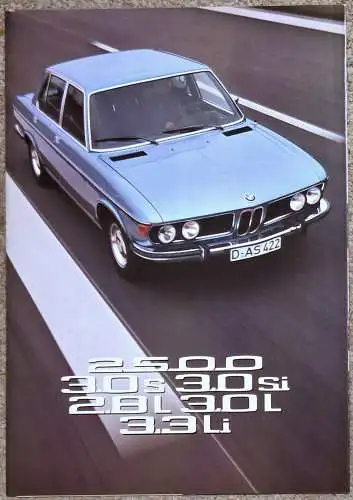 Prospekt BMW  E3 2500, 3.0 S, 3.0 Si, 2.8 L, 3.0 L, 3.3 Li 2/1975 Modelljahr 1976. 