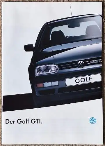 Prospekt VW Volkswagen Golf III GTi 8/1992 Modelljahr 1993. 