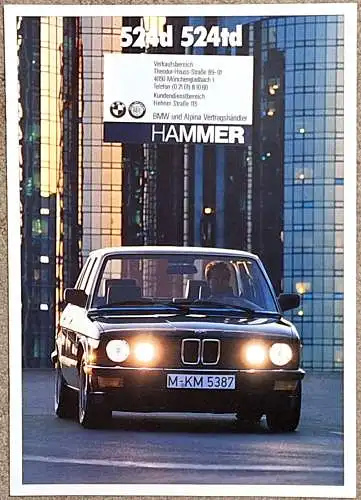 Prospekt BMW 5er E28 524d, 524td 2/1987. 