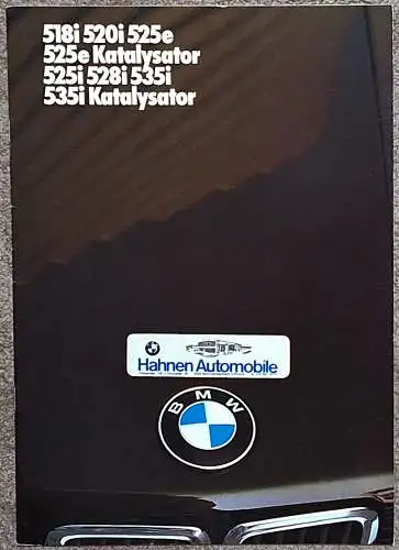 Prospekt BMW 5er E28 518i 520i 525e 525i 528i 535i 2/1986 Modelljahr 1987. 