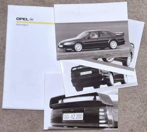 Pressemappe Opel Omega Evolution 500 Motorshow Essen 1990, 4 s/w-Fotos, Pressetext deutsch. 