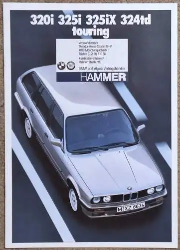 Prospekt BMW 3er 320i 325i 325ix 324td touring E30 2/1988 Modelljahr 1989. 