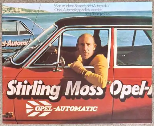 Prospekt Opel Stirling Moss testet Opel Automatic Commodore A 7/1970 Modelljahr 1971. 