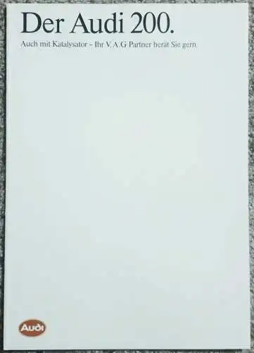Prospekt Audi 200, 200 Turbo 1/1985. 