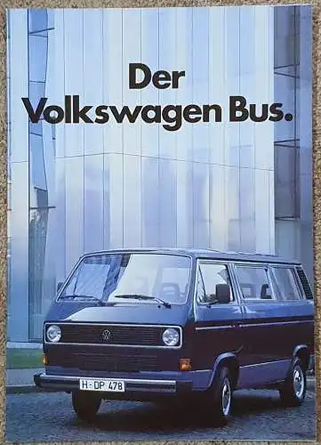 Prospekt VW Volkswagen T3 Bus 8/1985 Modelljahr 1986. 
