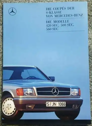 Prospekt Mercedes Benz S-Klasse W126 Coupe 420 500 560 SEC 12/1988 Modelljahr 1989. 