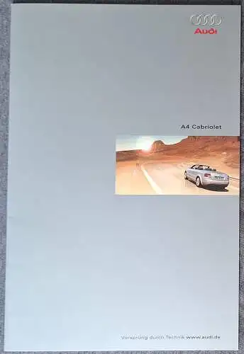 Prospekt Audi A4 Cabriolet 9/2001 Modelljahr 2002 + Preisliste. 