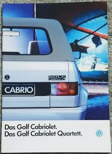 Prospekt VW Volkswagen Golf I Cabriolet, Cabriolet Quartett 1/1993 Modelljahr 1993. 