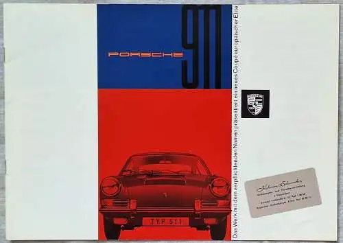 Prospekt Porsche 911 10/1964 Modelljahr 1965. 
