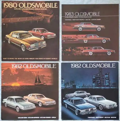 4x Prospekt Oldsmobile USA 1980 1982 1983 Konvolut. 